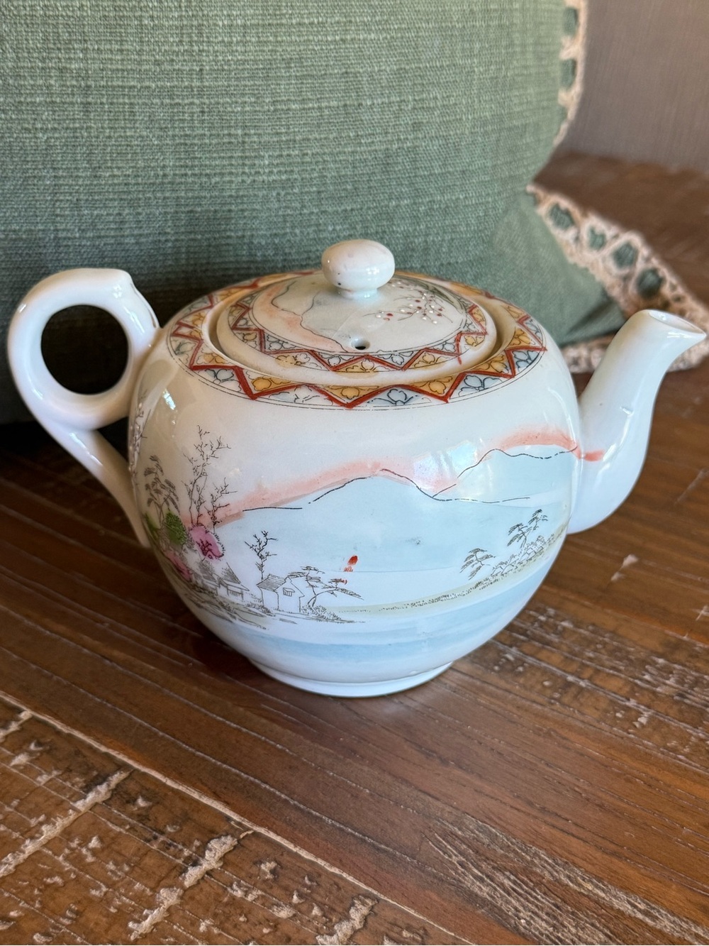 Vintage Japanese Eggshell Porcelain Teapot Hand Painted